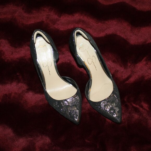 Jessica Simpson gold black heels - Picture 6 of 6